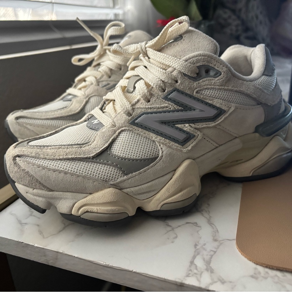 New Balance Off-White and Light Gray Sneakers